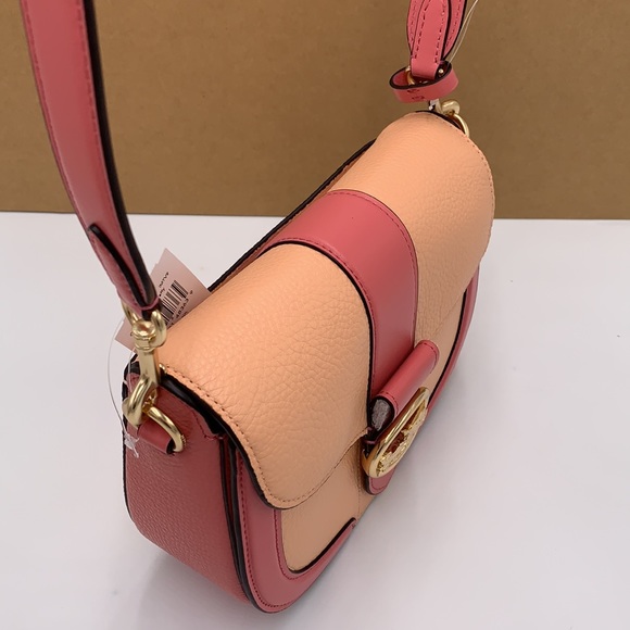 COACH Georgie Saddle Bag In Colorblock COLOR:
Gold/Faded Blush/Taffy - Picture 9 of 16